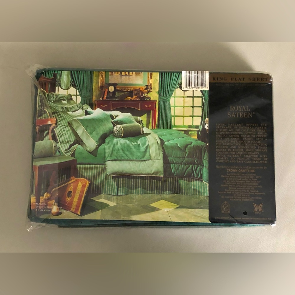 MANON Egyptian 100%Cotton King Flat Sheet Vintage Luxury Royal Sateen New in box